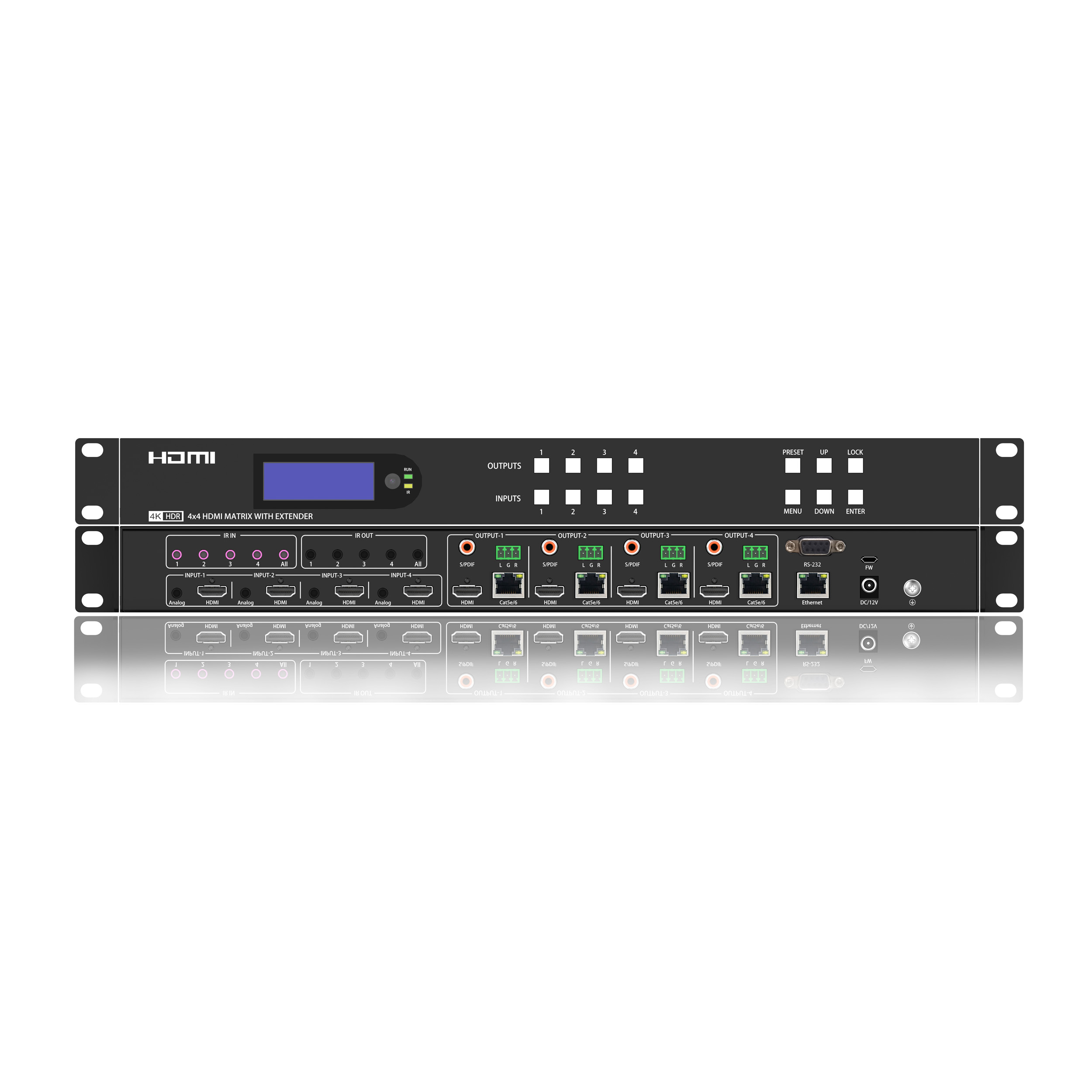 4x4 HDMI Matrix Extender-Support 70M 4K@60HZ 4:4:4
